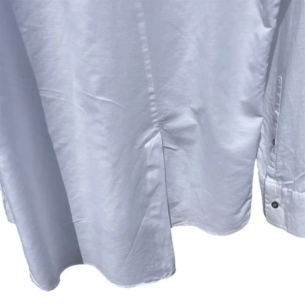 Gene Par Yukio Mishiba Asymmetric Button Down White Linen Shirt, Designer, L